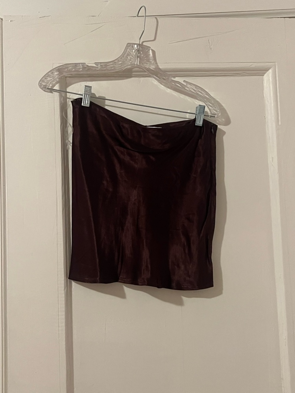 Satin Mini Skirt in Brown